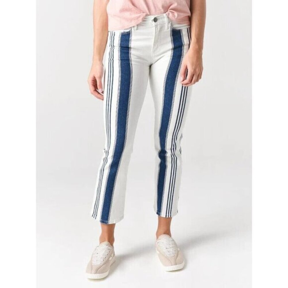 Frame Denim Le Crop Mini Boot Blanc Baja Wash Ankle Crop Mid Rise Sz 28